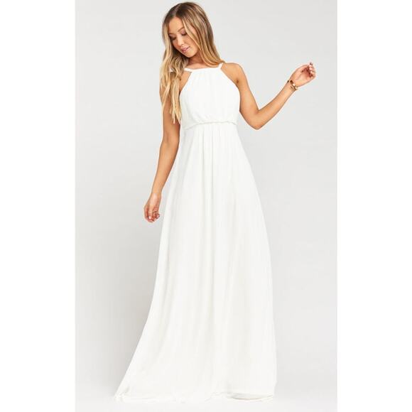 NWT Show Me Your Mumu Amanda Wedding Cake Chiffon Maxi Dress Size Medium - Picture 1 of 12